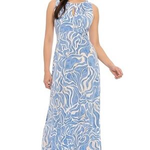 Maggy London summer blue print maxi dress 
NWT 
Size 8p